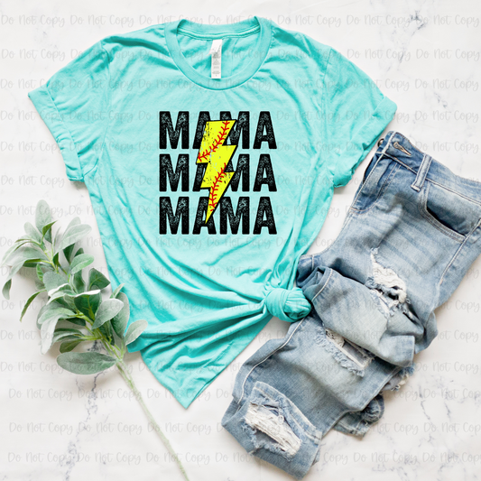 MAMA SOFTBALL LIGHTNING BOLT  - DTF TRANSFER