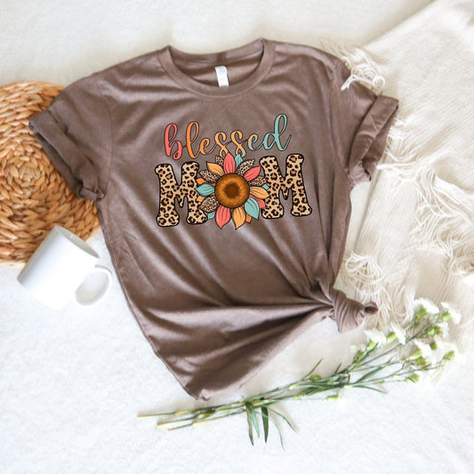 BLESSED MOM LEOPARD WITH SUNFLOWER  - DTF TRANSFER
