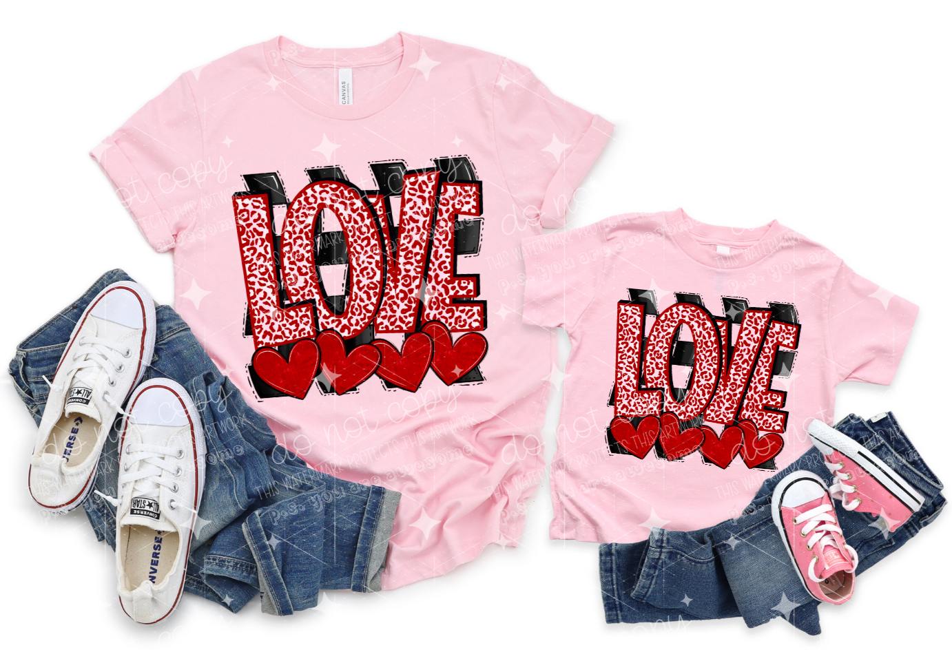 LOVE LEOPARD & CHECKER  - DTF TRANSFER
