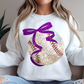 BASEBALL BOW - FAUX GLITTER - DTF TRANSFER