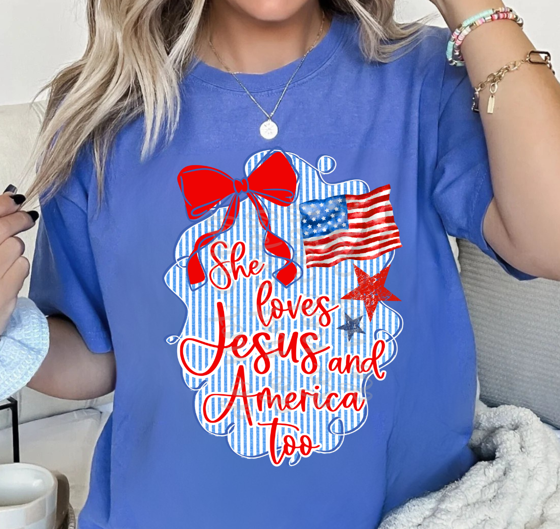 LOVES JESUS AND AMERICA TOO - DTF TRANSFER