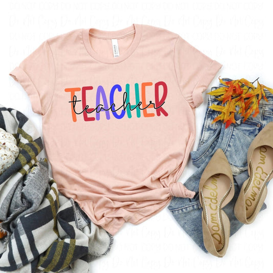 Teacher With Script- Dtf Transfer